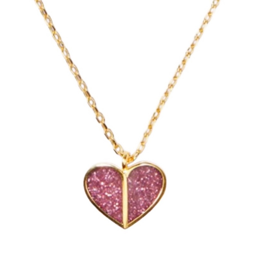 $68 Kate Spade Heritage Heart Pink Glitter Heart Pendant